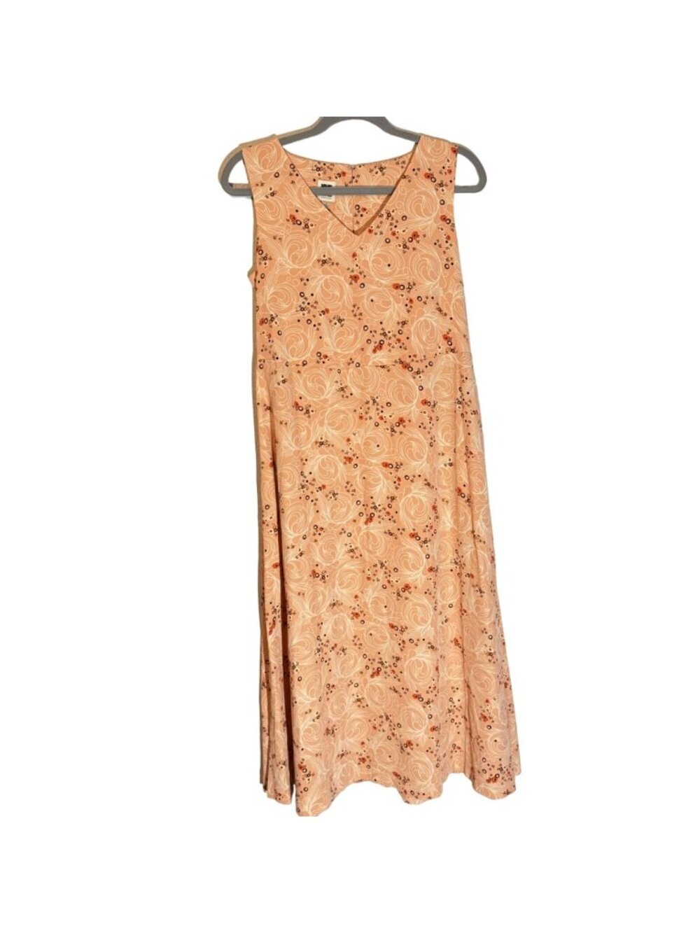 Anne Klein Womens Sleeveless V-Neck Floral Dress Warm Sand Combo Size S dress.